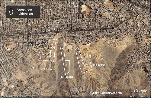 Vista satelital a las quebradas que conforman cerro Observatorio