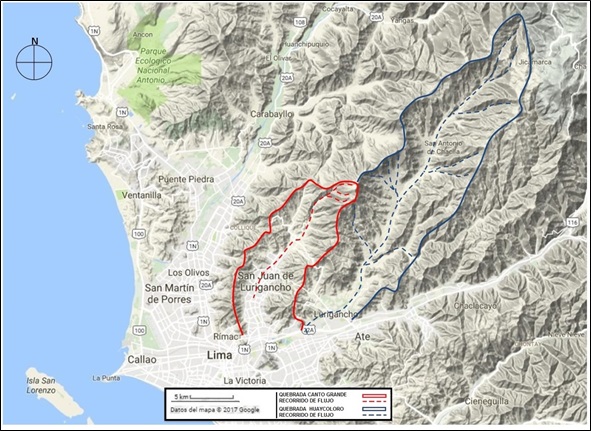 Esquema de ubicación de las cuencas de Canto Grande y Huaycoloro