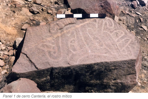 Panel 1 de cerro Cantería, rostro mítico