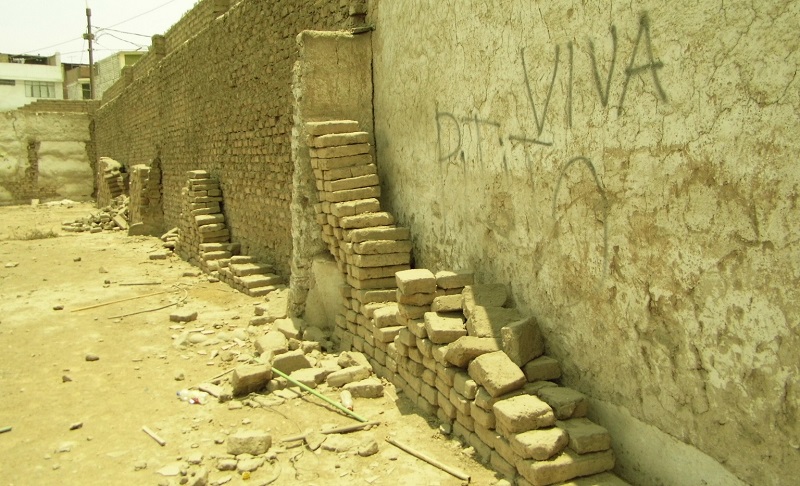 Estructuras de adobe y tramado de carrizo de la techumbre de los boxes