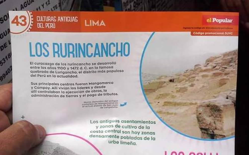 Los Lurigancho, referencia a su existencia en el valle de Lima, publicado en el diario El Popular