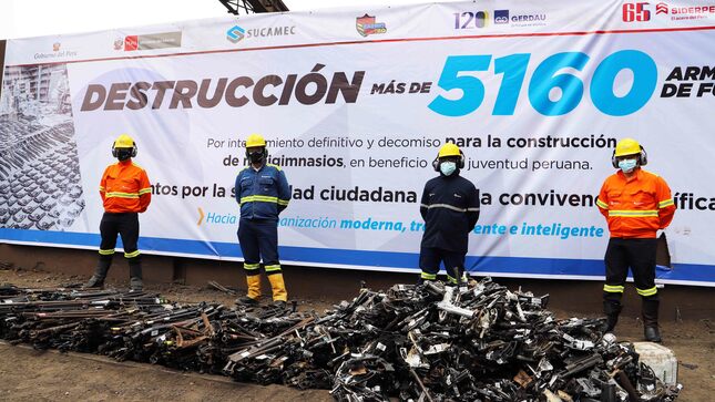 Un total de 5 161 armas de fuego fueron destruidas (Foto:Sucamec)