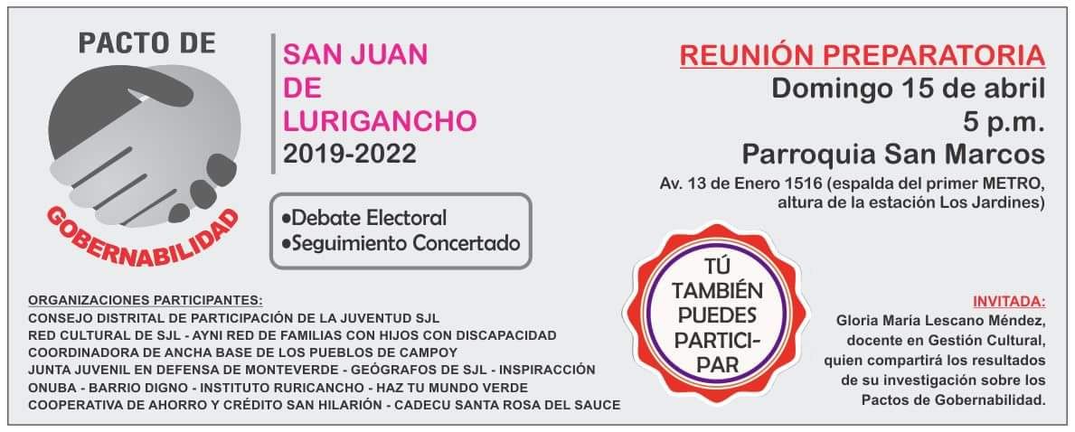 Reunión Preparatoria para el Pacto de Gobernabilidad en SJL