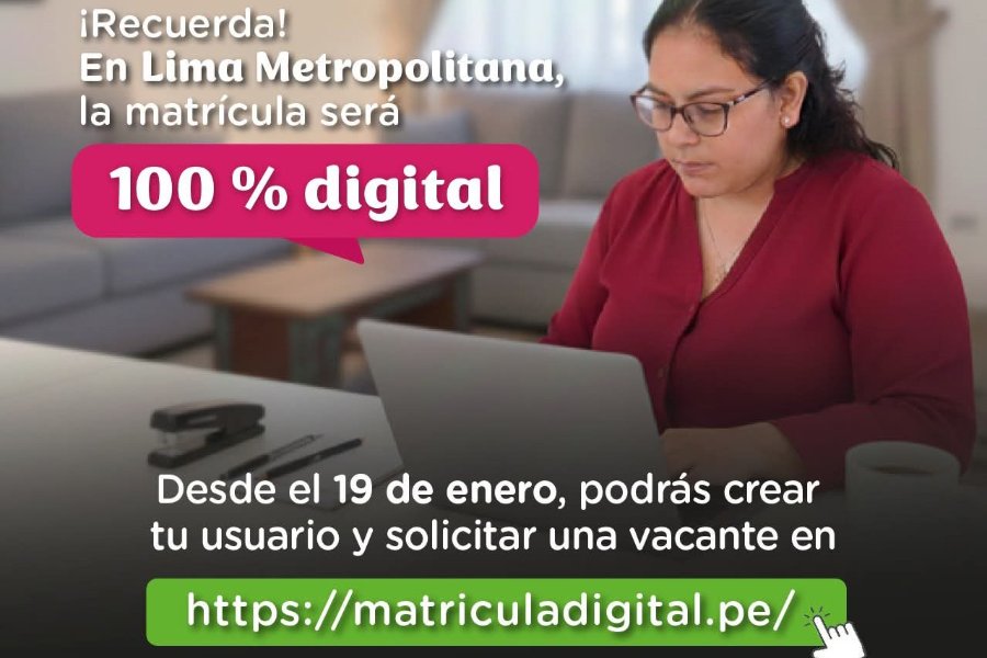 Matrícula 2026 en colegios estatales de SJL será 100% digital y gratuita desde este 19 de enero