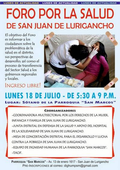 Organizan Foro por la Salud en San Juan de Lurigancho