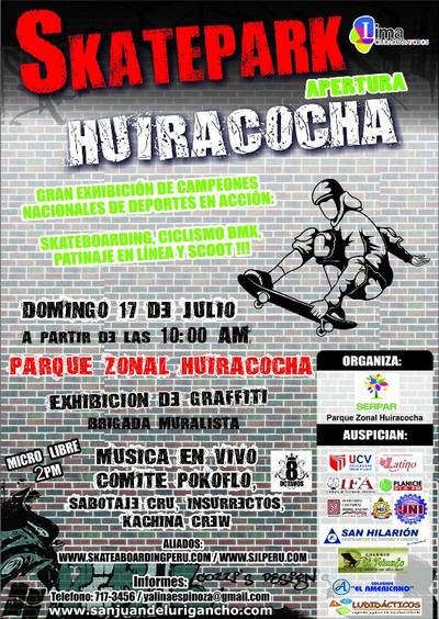 Aperturan SkatePark del Parque Zonal Huiracocha