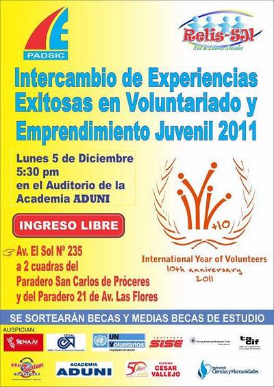 Foro:“Intercambio de Experiencias exitosas en Voluntariado y Emprendimiento juvenil 2011”