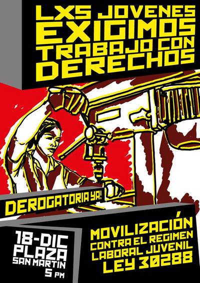 Protesta contra régimen laboral juvenil