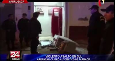 SJL: Hampones roban cajero automático mediante JALONAZO 