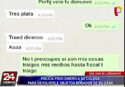 SJL: sorprenden a policía extorsionando a su propio colega