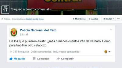 PNP identificó al sujeto que promovía saqueos en Facebook