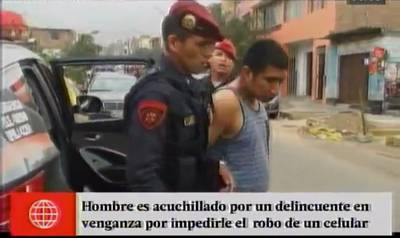 SJL: delincuente acuchilló a vecino porque frustró robo de celular