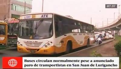 Corredor SJL: marcha de transportistas tuvo poca convocatoria