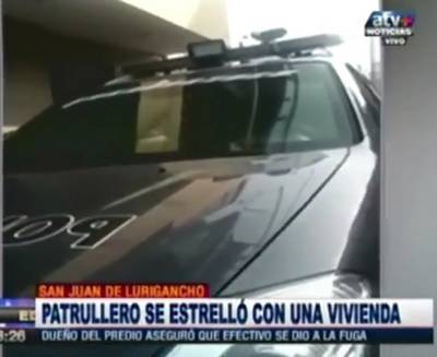 SJL: patrullero se estrella contra vivienda y dueño se salva de morir