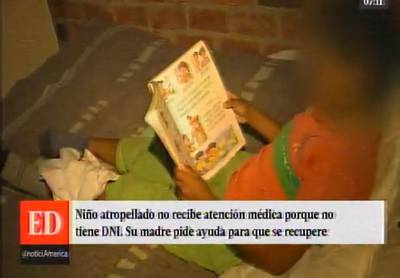 Niño atropellado no recibe atención desde 2014 porque no tiene DNI