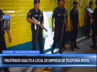 SJL: un delincuente muerto tras frustrado asalto de banda a un local de Bitel