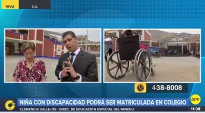 Niña con discapacidad podrá ser matriculada en colegio de SJL