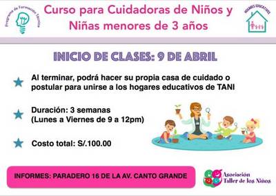 Curso de Cuidadoras de Niños en San Juan de Lurigancho