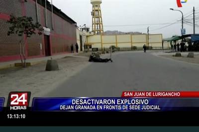 Dejan granada en frontis de la sala de audiencias del penal