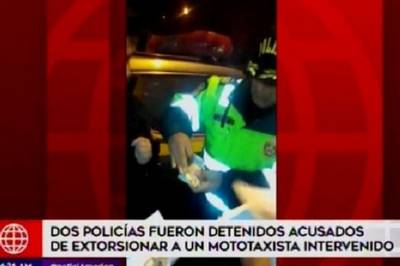 SJL: dos policías fueron detenidos acusados de extorsionar a mototaxista
