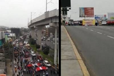SJL: vecinos y transportistas protestan en contra del Corredor Morado