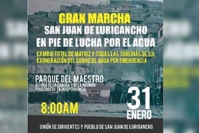 Convocan a marcha por el agua y cambio de tuberías en San Juan de Lurigancho
