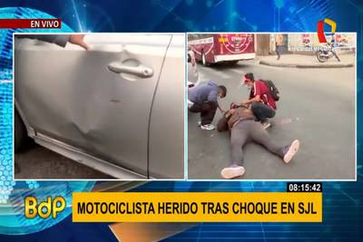 Aparatoso accidente dejó a motociclista herido en Canto Grande