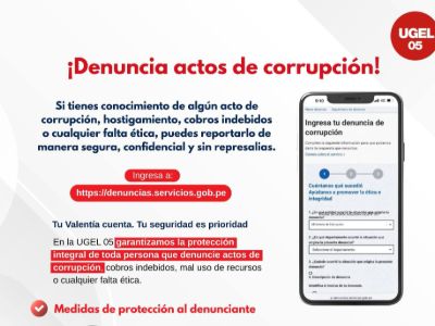 UGEL 05 lanza canal digital seguro para denunciar corrupción y cobros indebidos